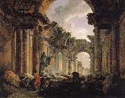 ROBERT, Hubert Imaginary View of the Grande Galerie in the Louvre in Ruins oil